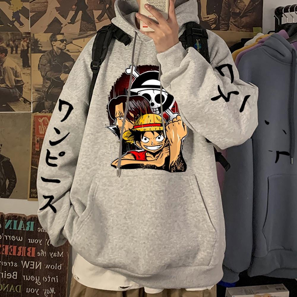 AC-Fashion-4 Janpanese Anime Een Stuk Hoodie Mannen Manga Hip Hop Lange Mouw Sweatshirts Streetwear Kleding L zwart