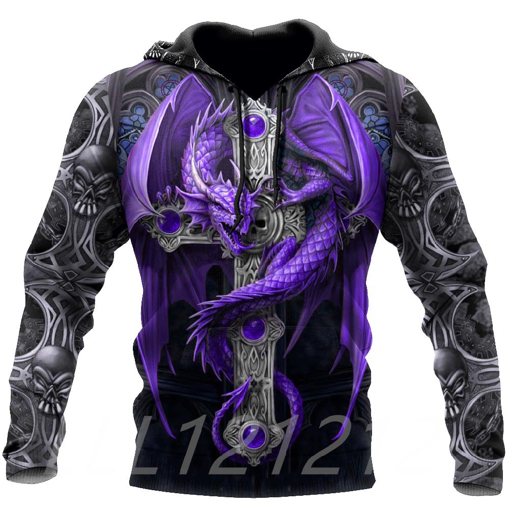 Xiao Xiang Lente en herfst herenhoodie 3D-printen Dragon Element Fashion Sweater Personality Street Home Casual Pullover Oversized jas S