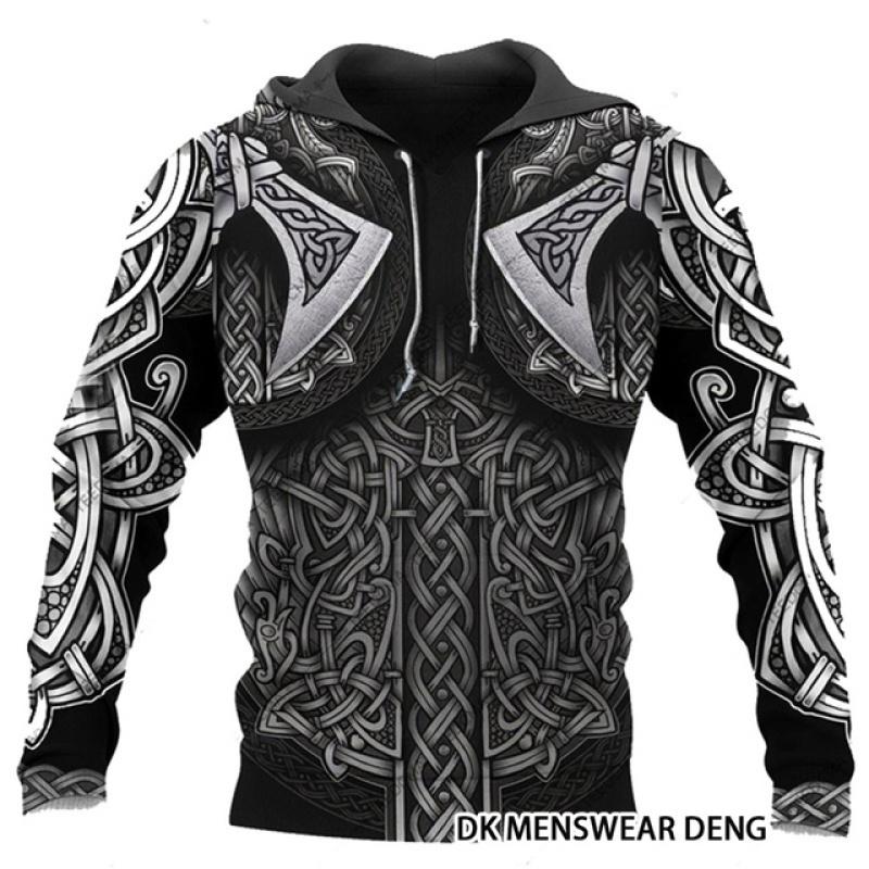 ETST 07 Lente Herfst Viking Hoody Heren Trui 3D Gedrukt Hoodie Mannen Mode Oversized Hoodies Tops Losse Vintage Kleding S