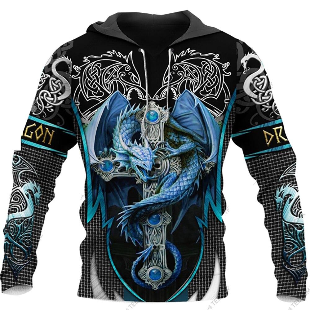 ETST WENDY 005 Zwart-wit Tattoo Draak 3D Gedrukt Heren Hoodies Sweatshirts Unisex Streetwear Trui Casual Losse Jas Trainingspakken 4XL S