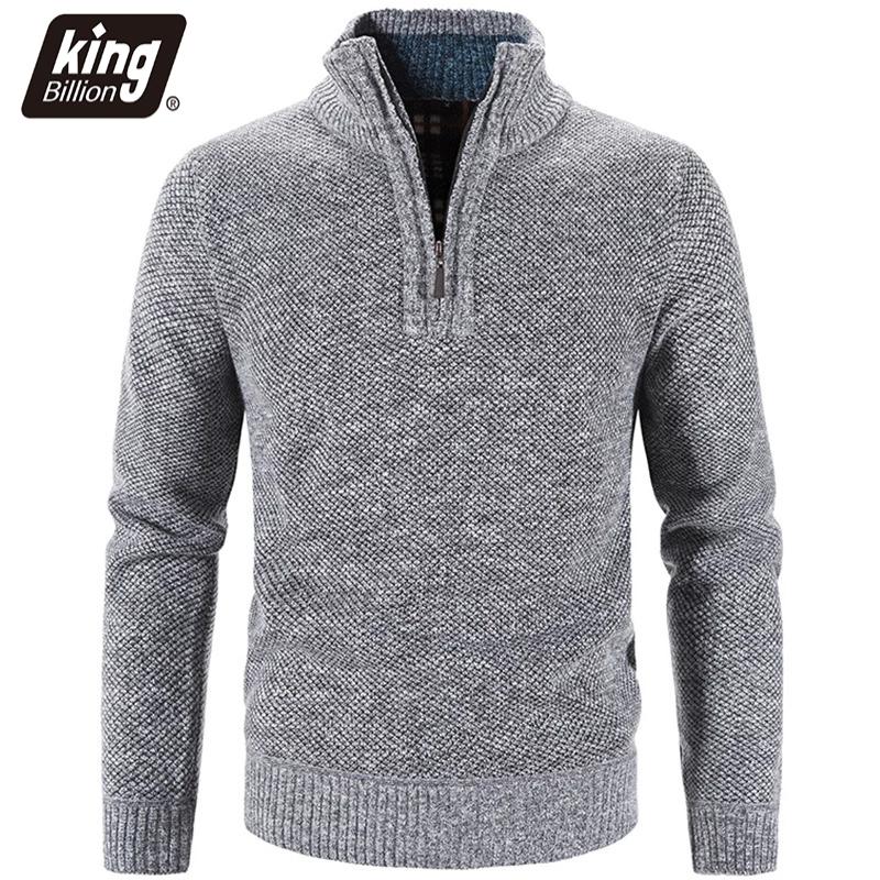 King Billion Winter Heren Fleece Dikkere Trui Halve Rits Coltrui Warme Trui Kwaliteit Mannelijke Slanke Gebreide Wollen Truien M blauw