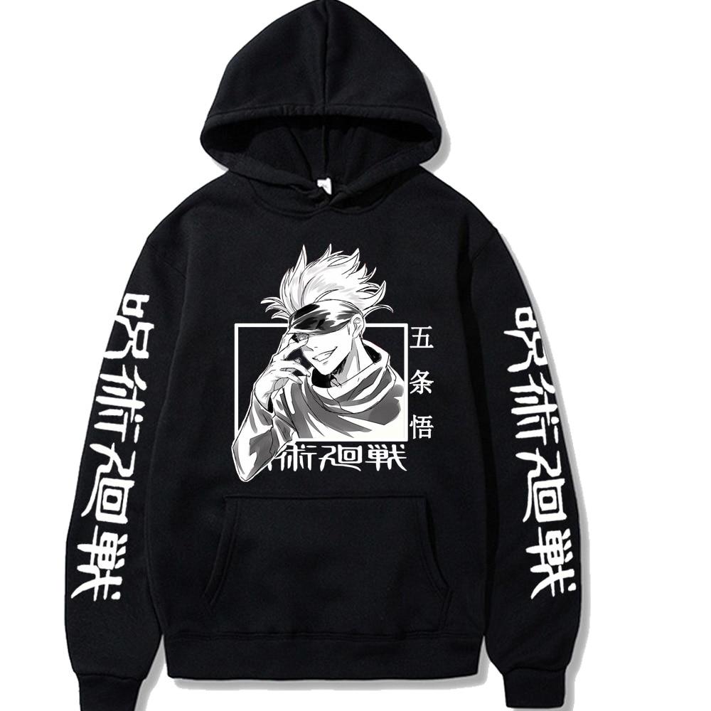 Limindong Mode Winter Sport Jujutsu Kaisen Hoodie Hip Hop Anime Truien Tops Losse Lange Mouwen Herfst Herenkleding XS zwart