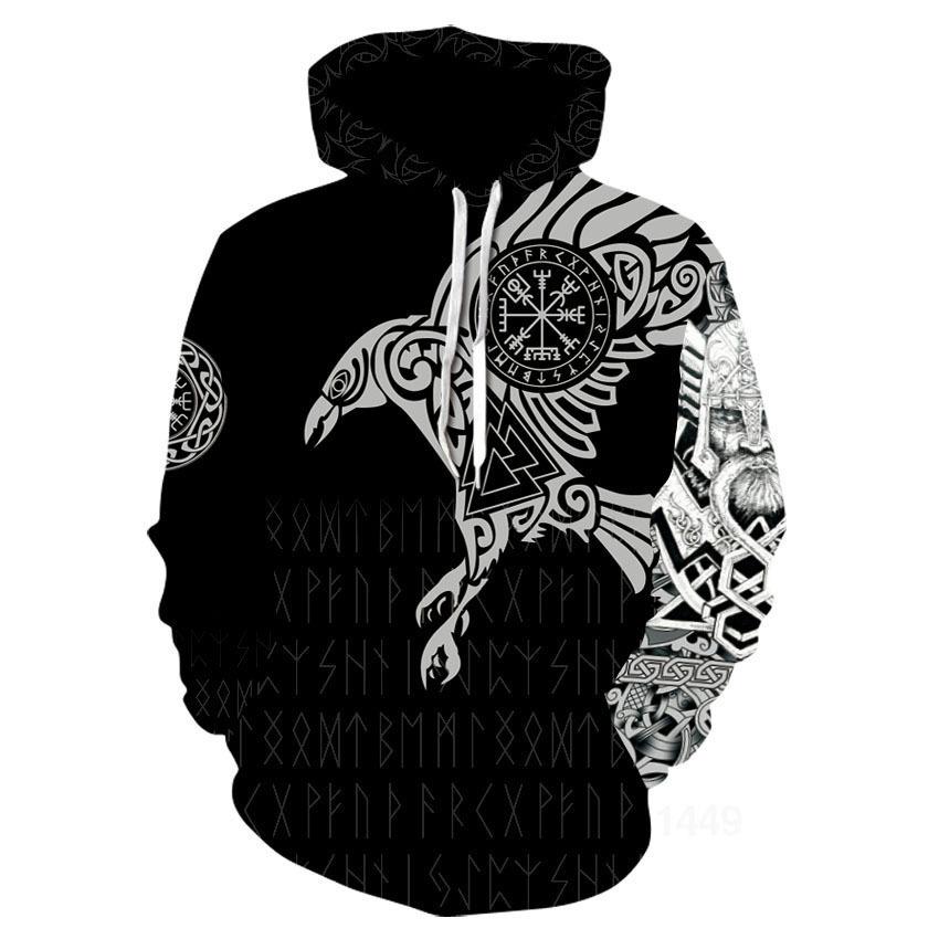 TIP723 Lente Herfst Casual Mode Cool Totem 3d Viking Vintage Print Lange Mouw Heren Trui Met Capuchon Sport Hoodies Tops Mannen kleding S