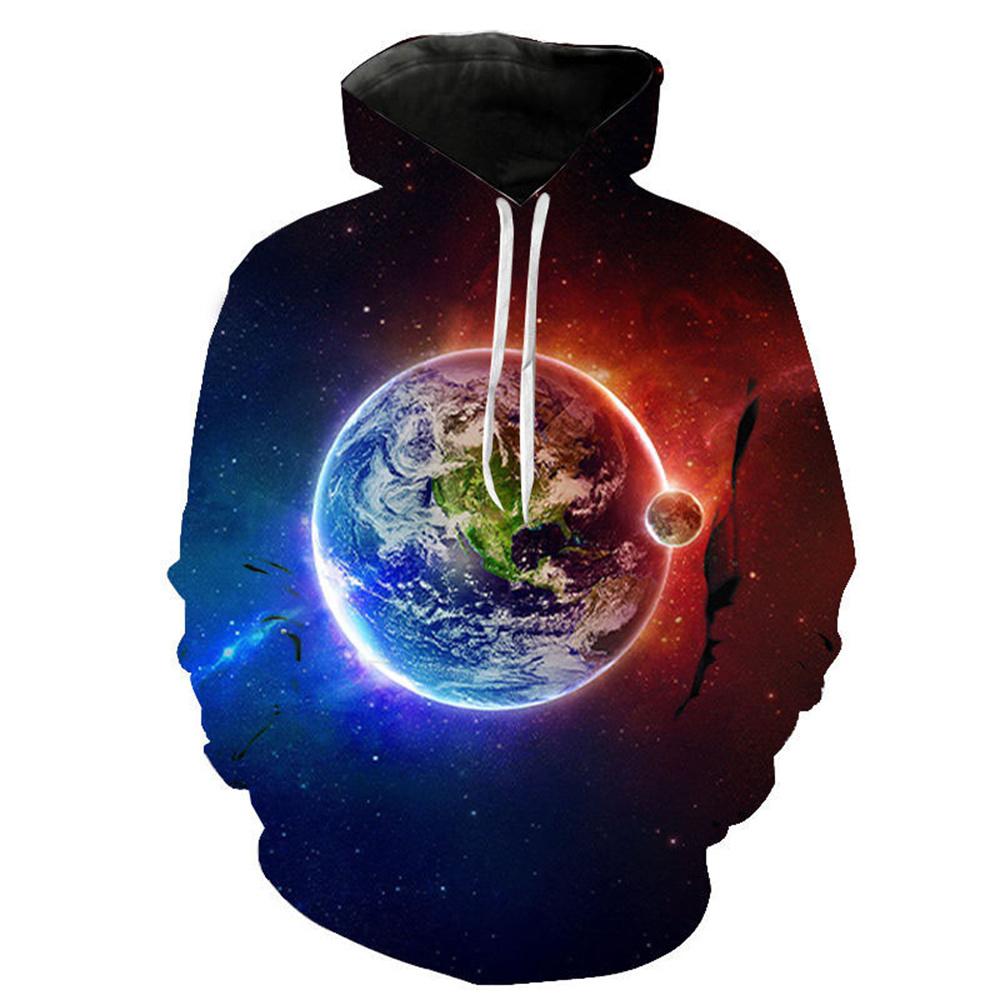 Xiao Xiang Lente Herfst Mode Aarde Print herenhoodies Cool 3d Digital Printing Tops Casual hiphop streetwear met lange mouwen voor heren XS