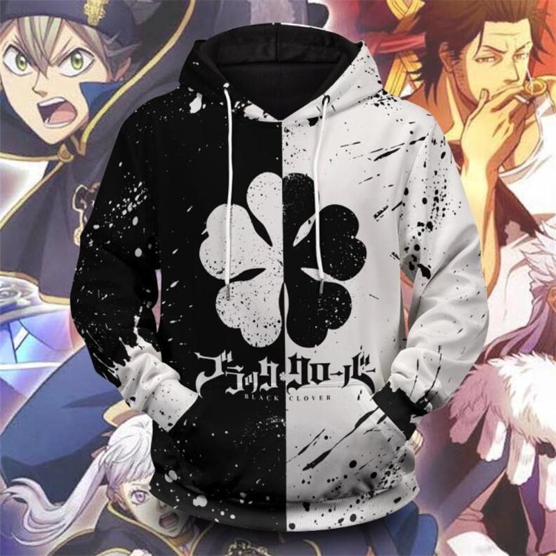 ETST 07 Zwarte Klaver Hoodie Heren Lente Herfst Anime Series 3D Geprinte Hoodie Harajuku Oversized Long Sleeve Hooded Top S-3XL S