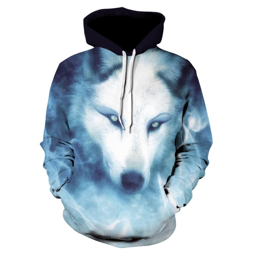 Xiao Xiang Lente Herfst Mannen Truien Hip Hop Lange Mouwen 3D Dier Bont-Wolf Print Mannelijke Capuchon Casual streetwear Trainingspak S