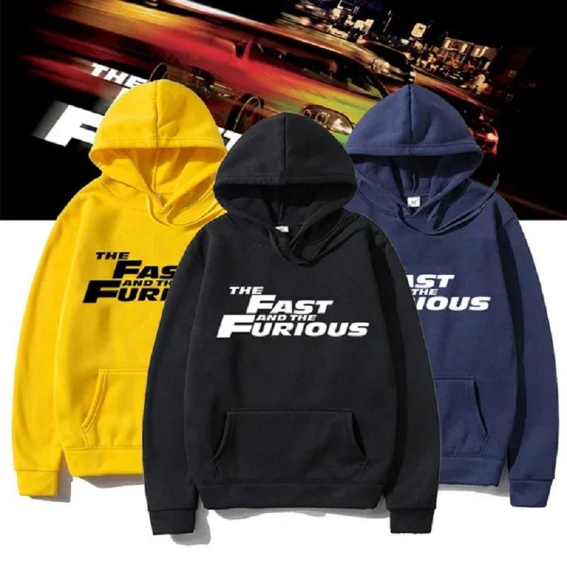 Xuhaijian02 Herfst Winter Herenmode Hoodies Casual sweatshirts met lange mouwen en capuchon, de Fast and Furious bedrukte sporttops S