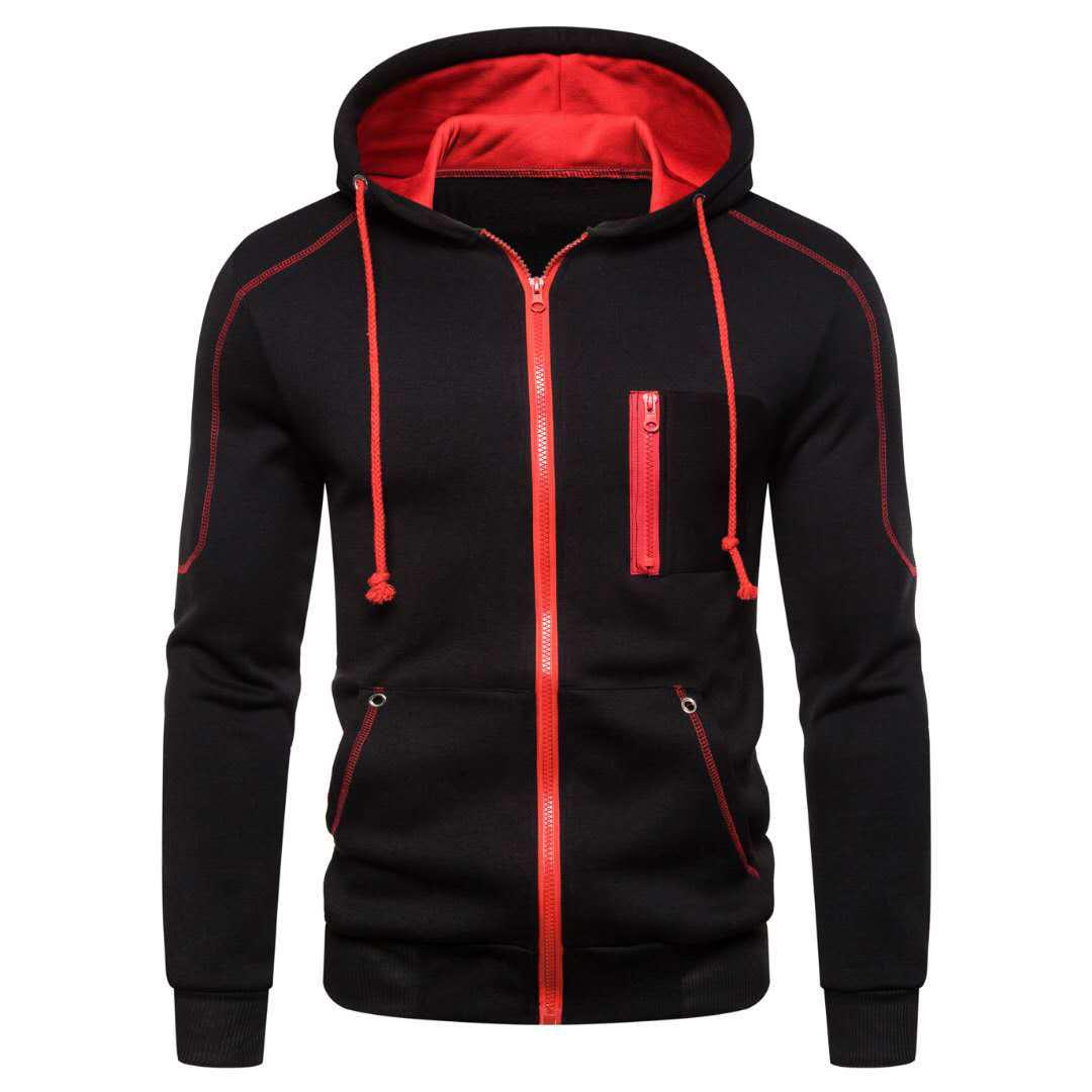 Luojin 2023 Heren Zip Up Hoody Effen Hoodie Rits Sport Jumper Kapmantel Warme Jas M zwart