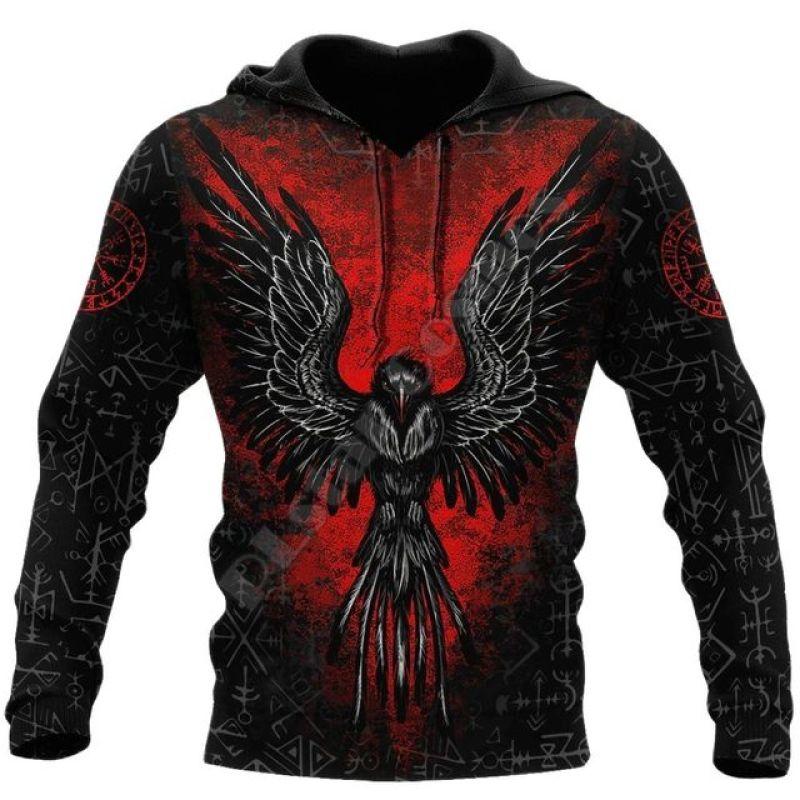 ETST 07 Fashion Retro Heren Hoodies Viking Wolf En Dragon Tattoo 3D Overgedrukt Heren Sweatshirt Unisex Vintage Lange Mouwen L