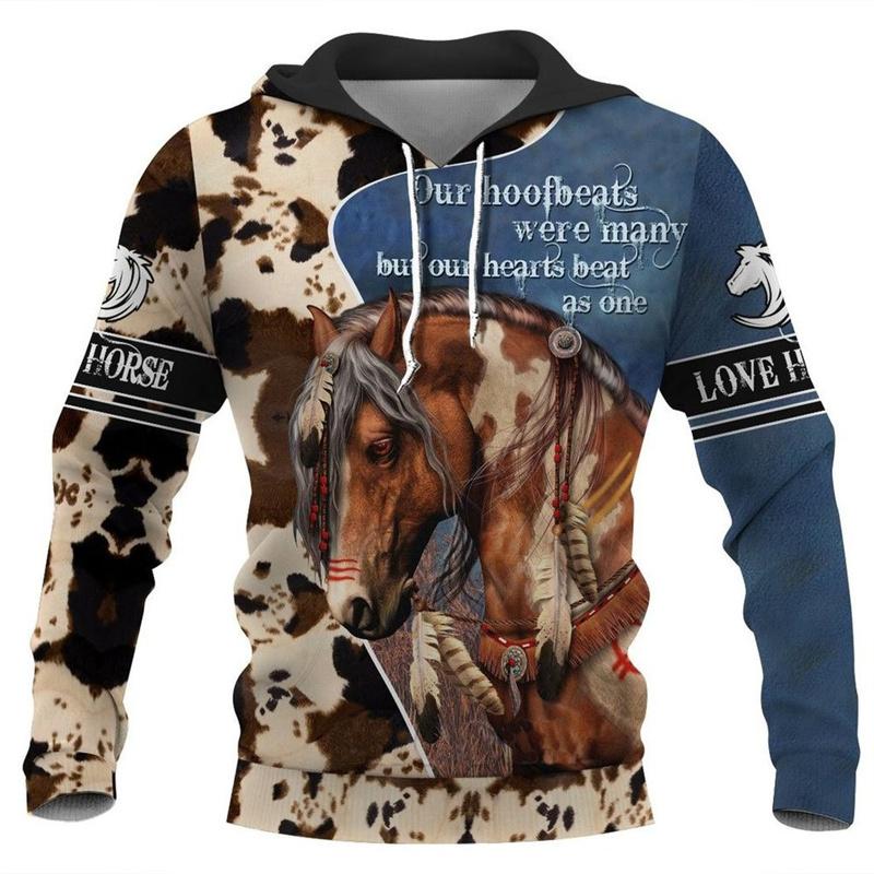 Xiao Xiang 3D Paard Print Mannen Sweatshirt Met Capuchon Mode Dier Patroon Heren Hoodie Oversized Casual Trui Tops Lente Herfst Streetwear 4XL