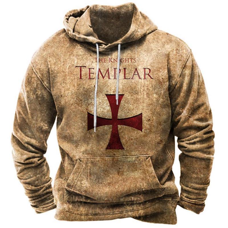 ETST WENDY 005 Heren trui met capuchon, sweatshirt met capuchon, heilige ridderprint, dagelijks sport, streetwear, ontwerper, herfstkleding, kleding, hoodies voor heren M