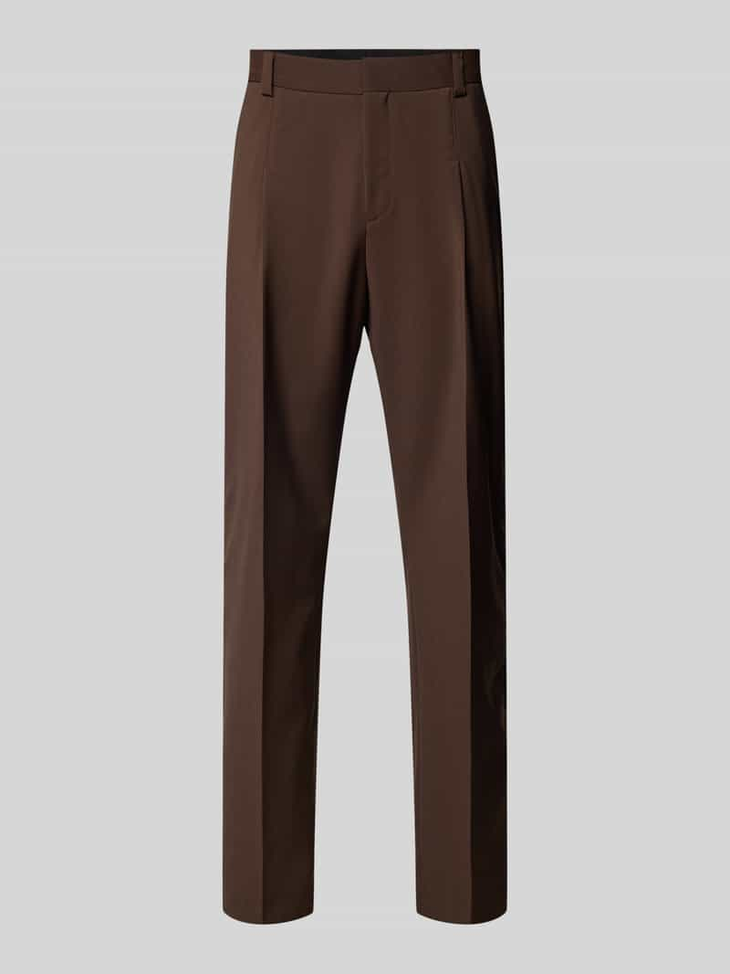 HUGO Slim fit pantalon van scheerwol met bandplooien, model 'Theo'