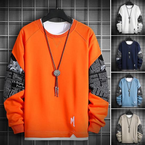 Meizhenchang Heren sweatshirt eenvoudig lange mouw contrasterende kleur elastische zoom casual herfst sweatshirt herenkleding XL zwart