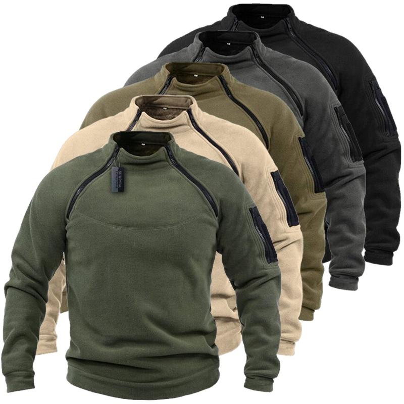 MJ-Fashion Heren Outdoor Fleece Tactische Legerjas Wandelen Kamperen Winter Thermisch Winddicht US Army Militaire Outwears XS zwart