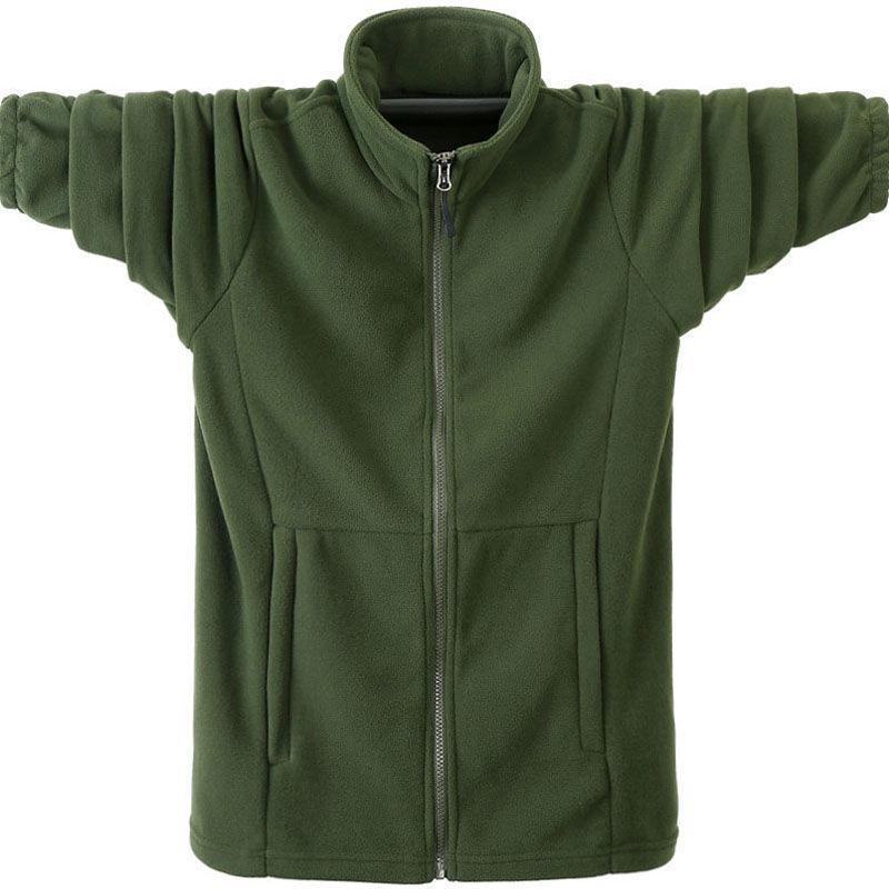 MD92YY Herfst- en winterfleece-trui voor heren, warm fleecejack in grote maten L legergroene kleur