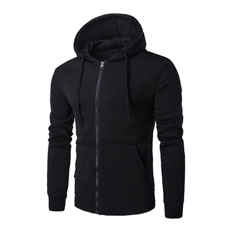 HerSight Herenhoodies Lente Herfst Casual Hoodie Heren Tops Mode Slanke Rits Sport Effen Kleur Eenvoudige herenhoodies M donkergrijze kleur