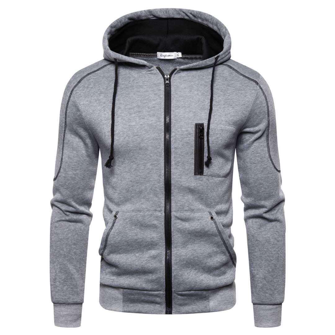 Aee-MaMoo 2023 Heren Zip Up Hoody Effen Hoodie Rits Sport Jumper Kapmantel Warme Jas M zwart