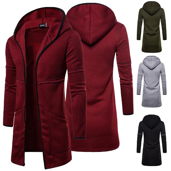 DERAM ONE Herfst en winter herenjack met lange mouwen, vest, capuchon, effen kleur, herenmode M