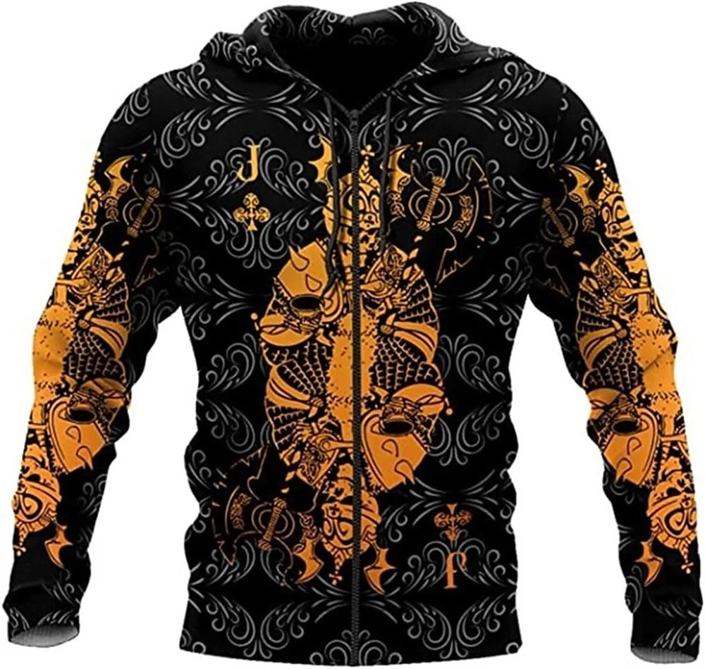 Nihao Schedel Heren 3D Hoodies Dier Vintage Rits Hoodie Voor Mannen Mode Oversized Sweatshirt Lange Mouw Casual Herenkleding Tops 2XL