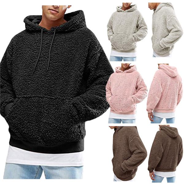 LeGoU Women Fashion Herenmode Warme pluizige hoodie Pullover Fleece sweatshirt Casual effen jas met capuchon Herfst Winter S