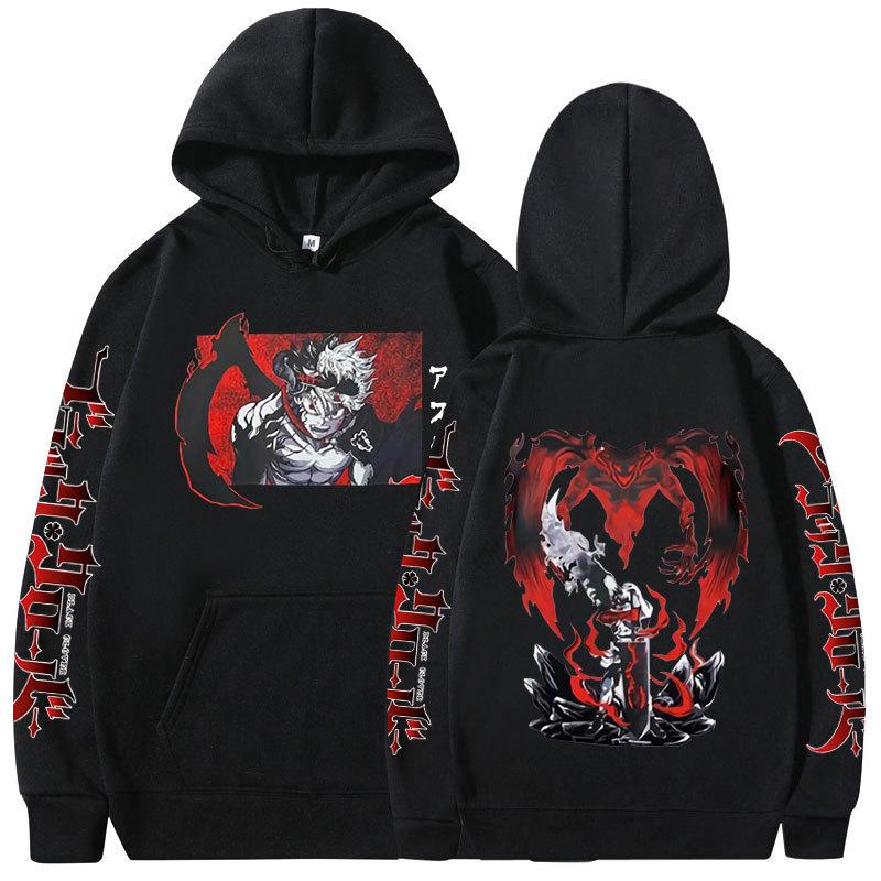 TENJINGE Trendy Japanse Anime Black Clover Hoodie Asta Dubbelzijdig Grafische Sweatshirts Harajuku Vintage mannen Casual Oversized Hoodies Koppels L