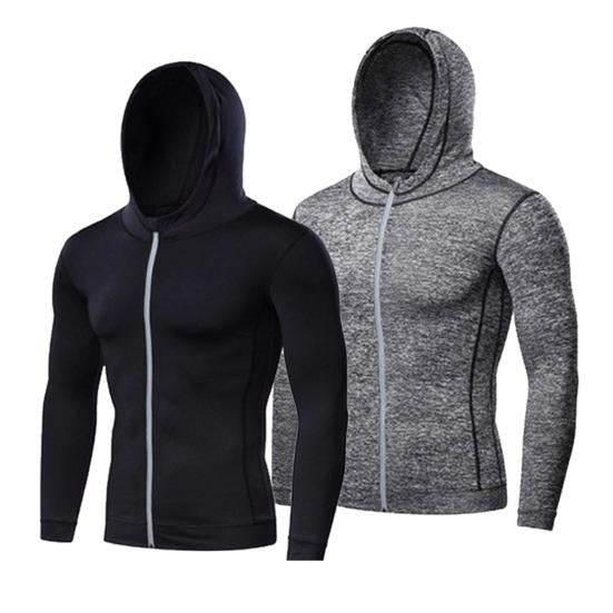 Yunzhu Heren Sportjas Capuchon Ritssluiting Vest Lange mouw Effen Kleur Sneldrogend Zacht Ademend Zweetabsorptie Slim Fit Gym Outdoor Joggen Hoodie M zwart