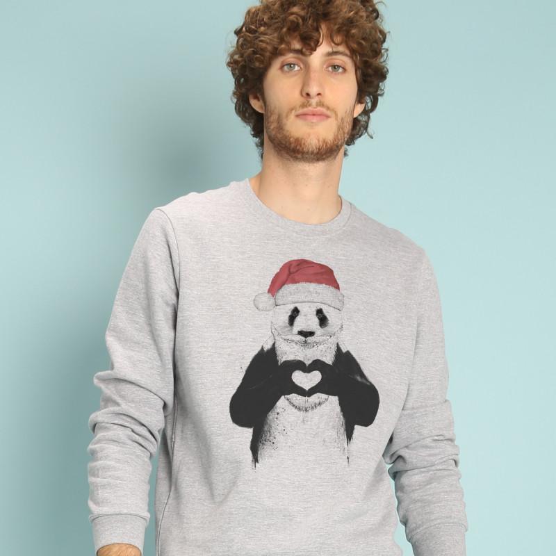 Le Roi du Tshirt Sweat Homme - SANTA PANDA XS heide grijze kleur