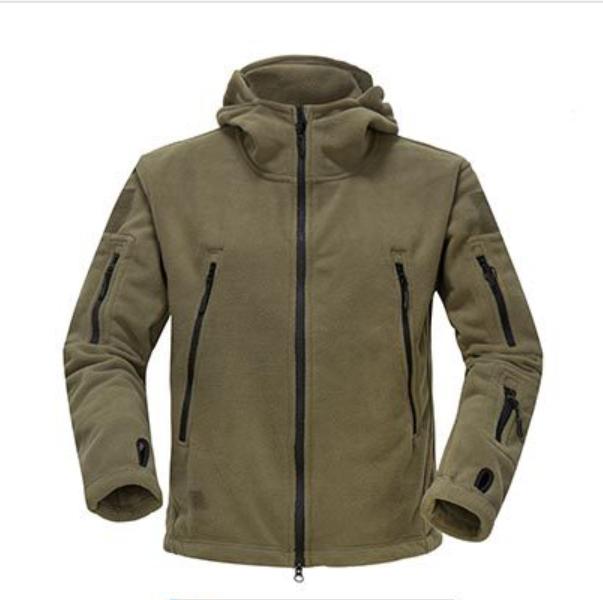 MJ-Fashion Militaire fleece tactische jas heren thermisch buiten warme kapmantel softshell wandeling bovenkleding S groen