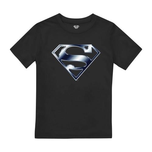 Superman jongens T-shirt met chroomlogo 5-6 Years zwart