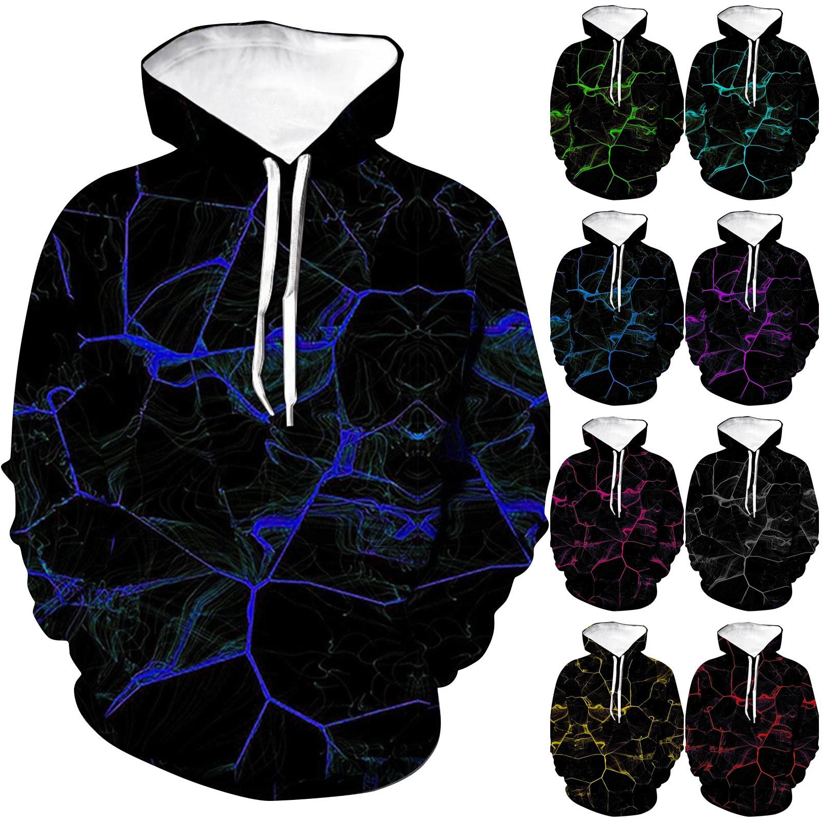 Ren Bag Spring And Autumn Hooded Sweater Printed Casual Hooded Sweater Male XXL blauw