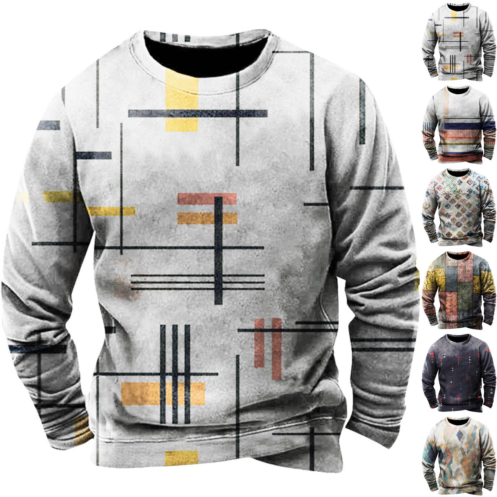 Sinking fish Heren sweatshirt met print, buiten, etnisch bedrukt, losse lange mouwen L