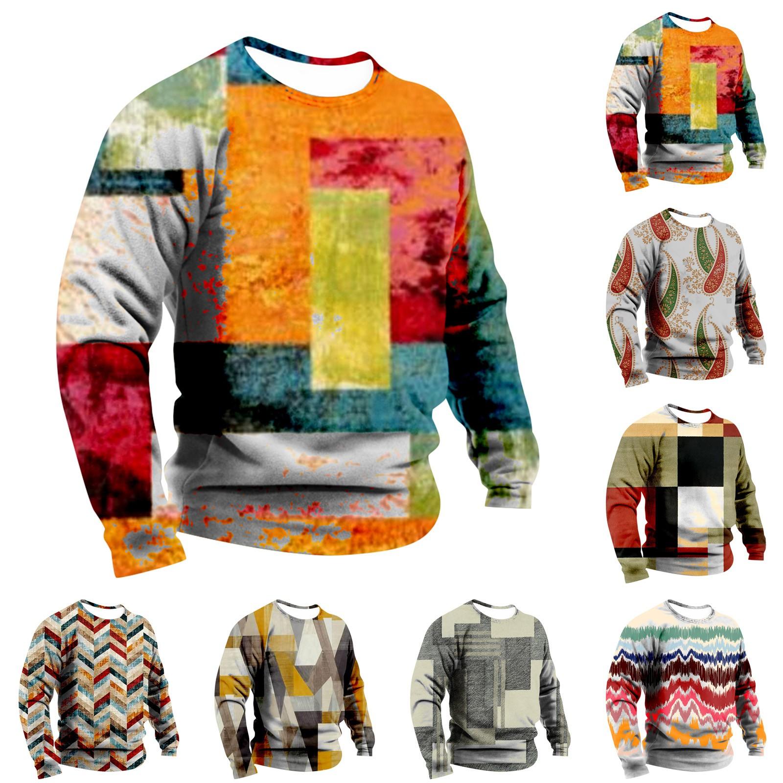 Sinking fish Heren sweatshirt met print, buiten, etnisch bedrukt, losse lange mouwen L