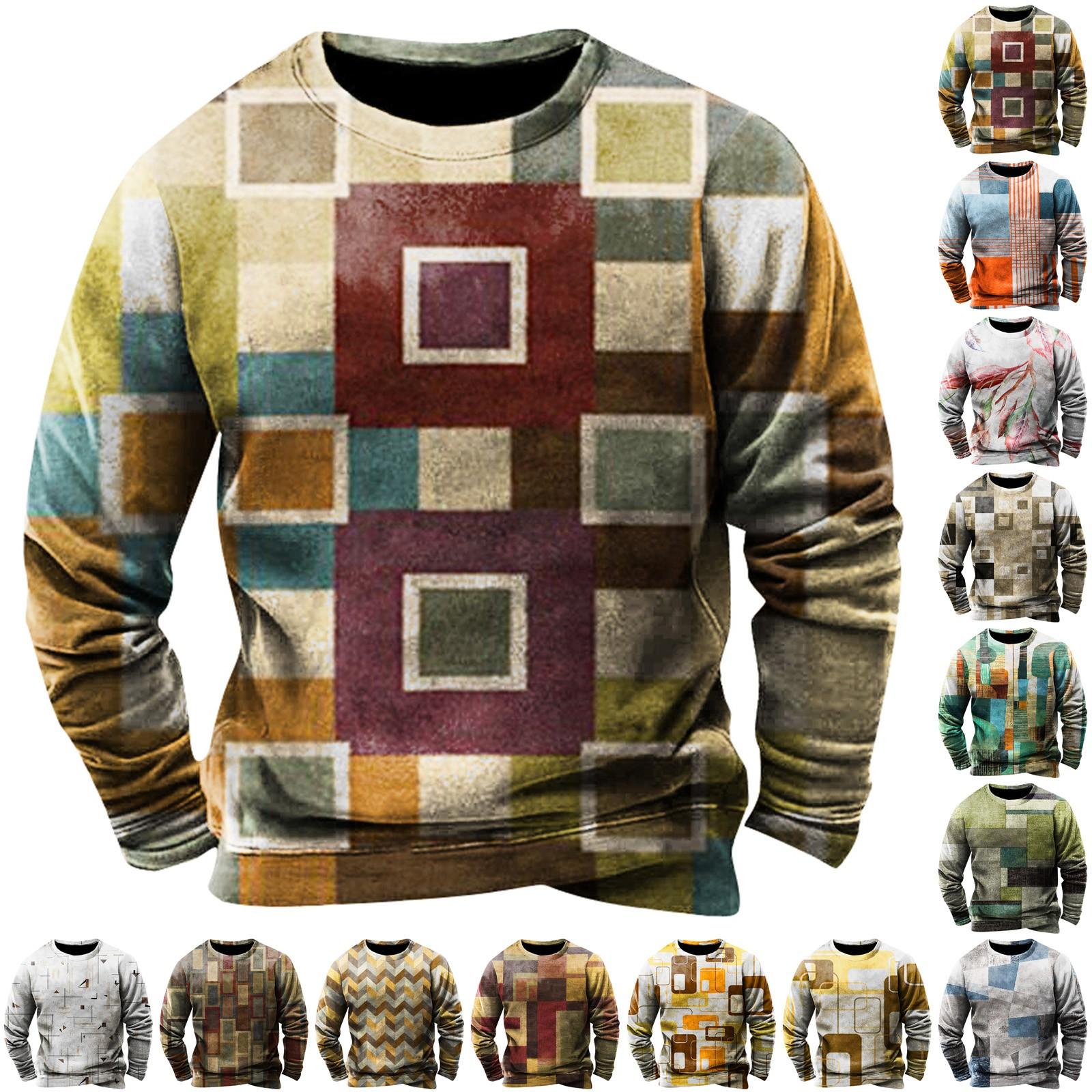 YiGeiWoLiGiaoGiao Heren sweatshirt met print, buiten, etnisch bedrukt, losse lange mouwen XXXL beige