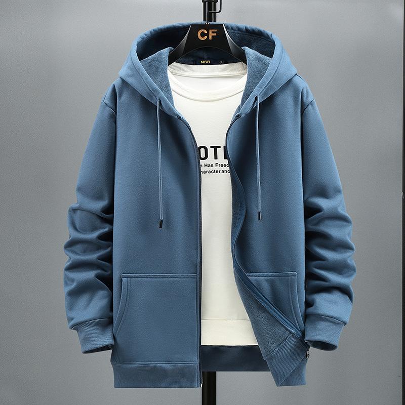 Fashion Mall-110 Plus Size Hoodie Heren Herfst Winter Fleece Hoodies Effen Kleur Jas Hoodies Big Size 10XL L blauw