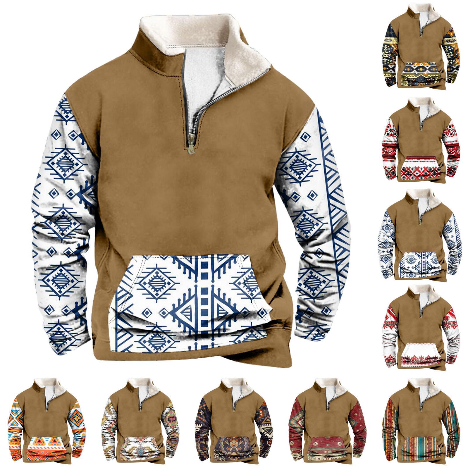 Niubiplus Lente en herfst herensweatshirt met staande kraag is outdoor casual truien tops L blauw