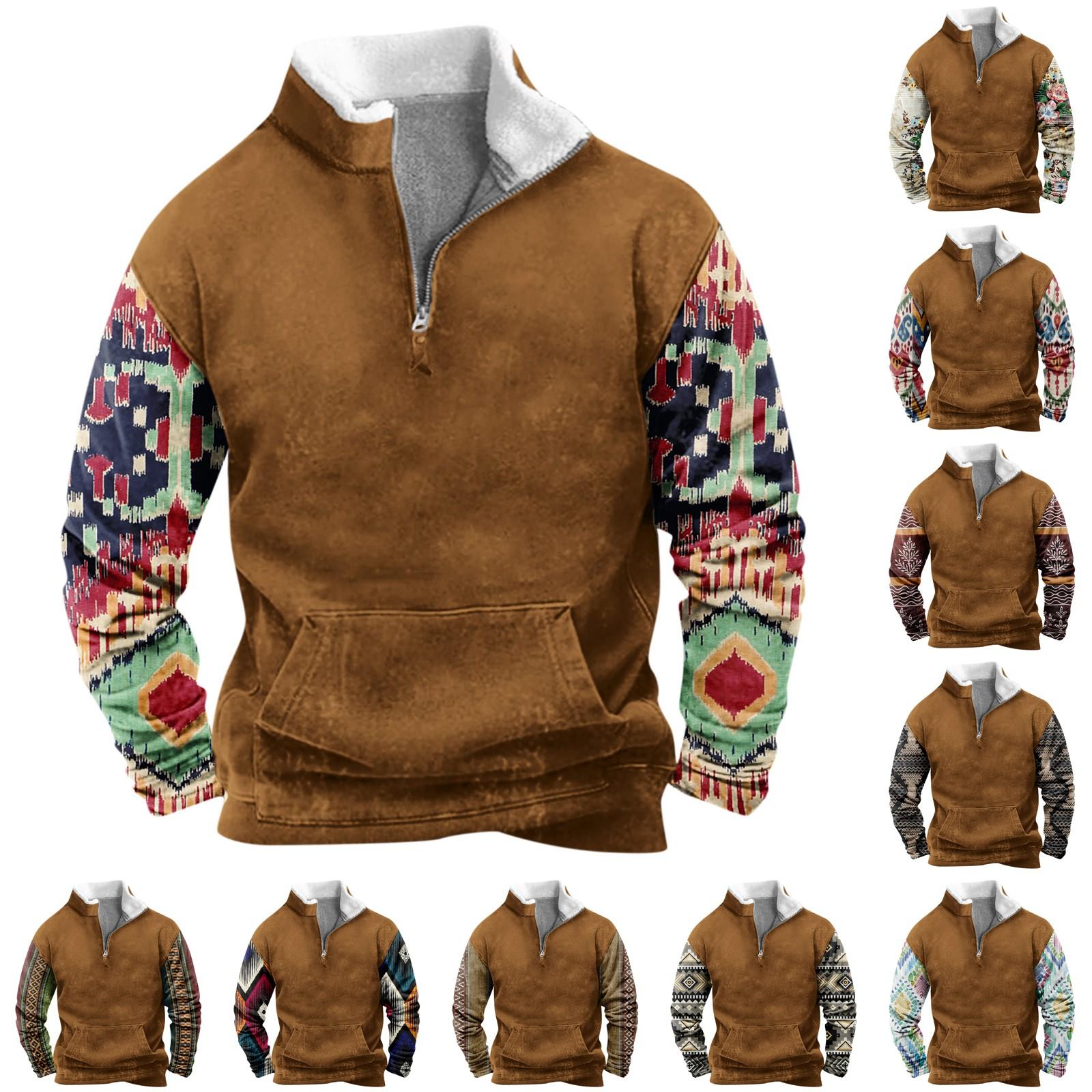 Niubiplus Lente en herfst herensweatshirt met staande kraag is outdoor casual truien tops L zwart