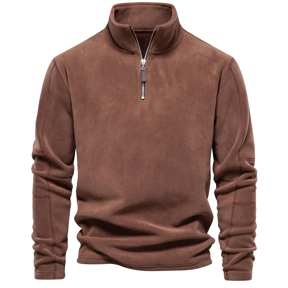 Trendsetter-mens clothing AIOPESON Merk Kwaliteit Dikke Warme Fleece Jas voor Heren Rits Hals Pullover Heren Sweatshirt Soft Shell Heren Jas S 55-65 kg aarde gele kleur