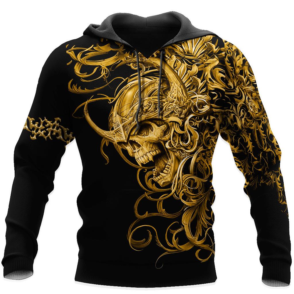 TIP723 Lente Herfst Herenkleding Viking Hoodies Sweatshirt 3D Print Skull Angel Streetwear Vintage Man Pullover Jassen met lange mouwen 5XL