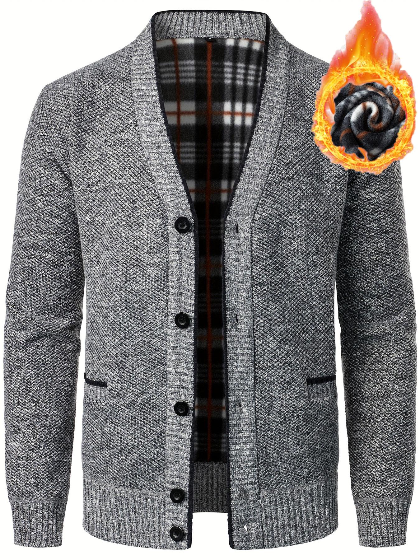 Cozy Up Heren Lange mouwen Warme Trui Cardigan Jas Herfst en Winter M blauw/grijs