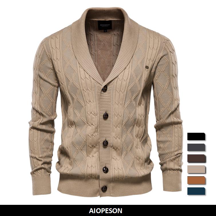 AIOPESON Men Fashion AIOPESON Katoenen vest Heren Casual Single Breasted Effen Kleur Business Heren Vesten Nieuwe Winter Mode Trui Heren L 65-75 kg zwart