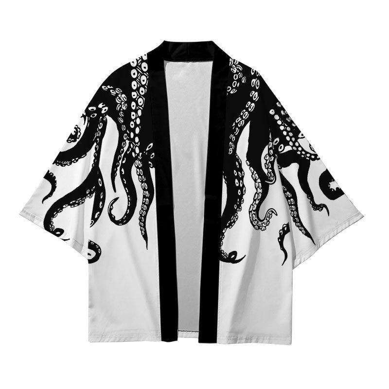 DSorothy Octopus Print Losse Japanse Streetwear Cardigan Vrouwen Mannen Harajuku Haori Kimono Cosplay Top Shirts S