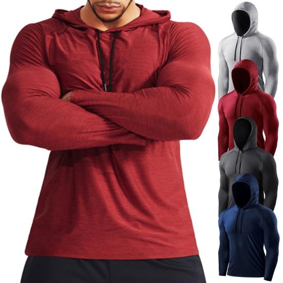 Jiantengxujm Mannen Zomer Sport Hoodie Lange Mouw Trekkoord Elastisch Losse Zweetabsorptie Sneldrogend Zacht Ademend Effen Kleur Basketbal Sporttop L zwart