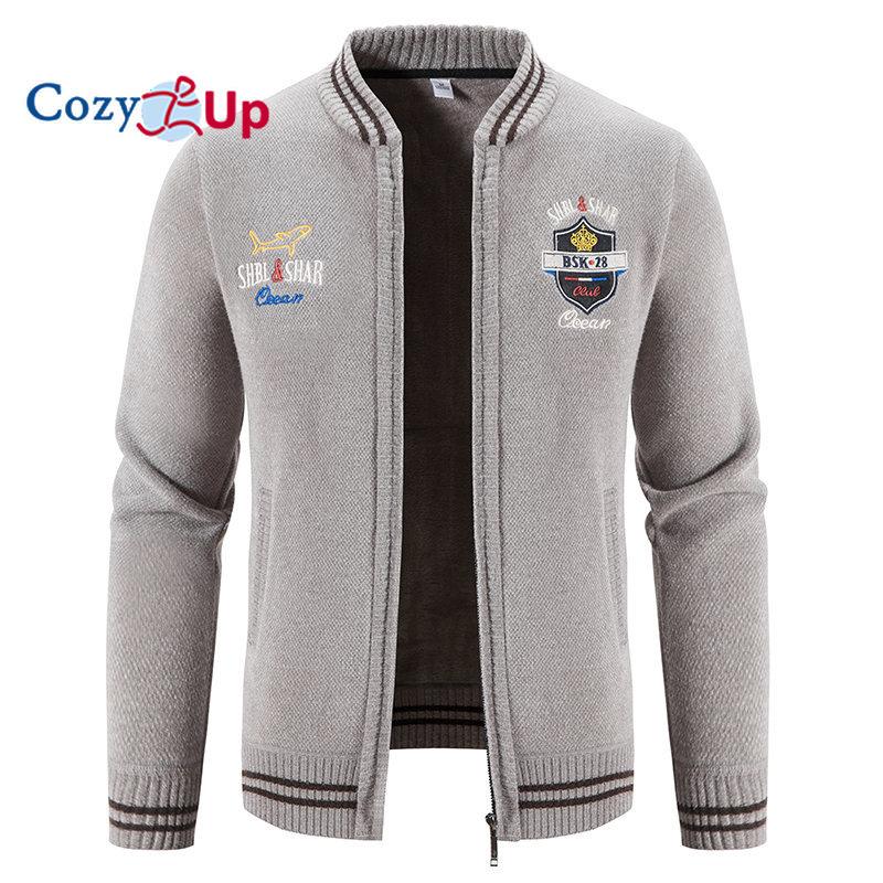 Cozy Up Cosy Up Heren Trui Vest Trui Rits Trui Trui Jas Geribbelde Gebreide Rits Effen Kleur Opstaande Kraag Casual Dagelijkse Kleding Kleding Winter L marineblauwe kleur