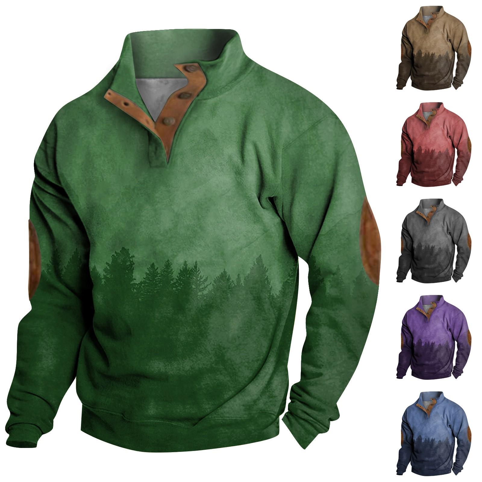 Zhiweihua Lente en herfst herensweatshirt met staande kraag is outdoor casual truien tops L blauw