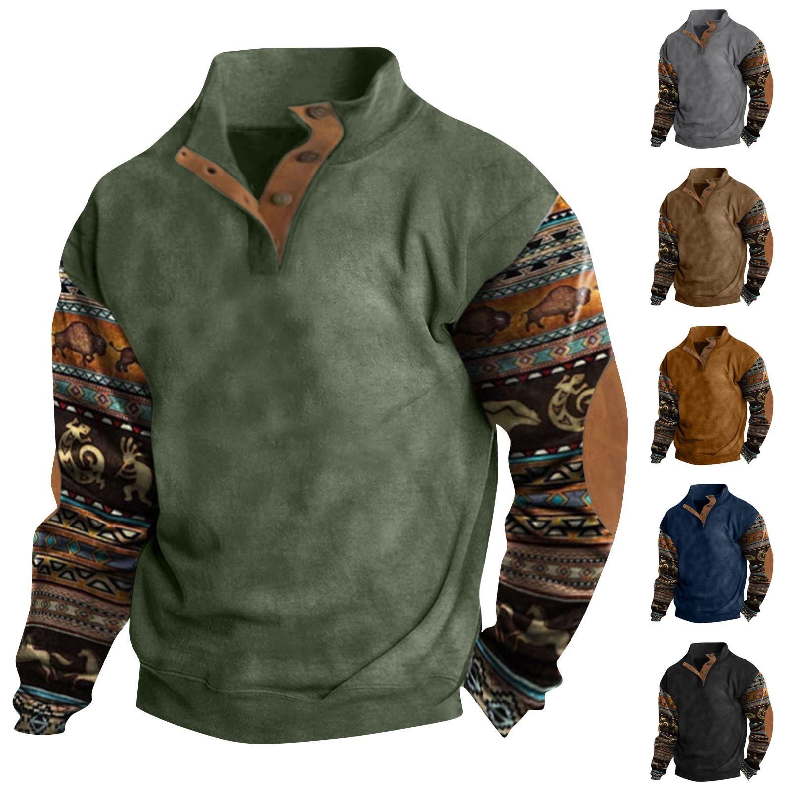 EG76LD Lente en herfst herensweatshirt met staande kraag is outdoor casual truien tops L