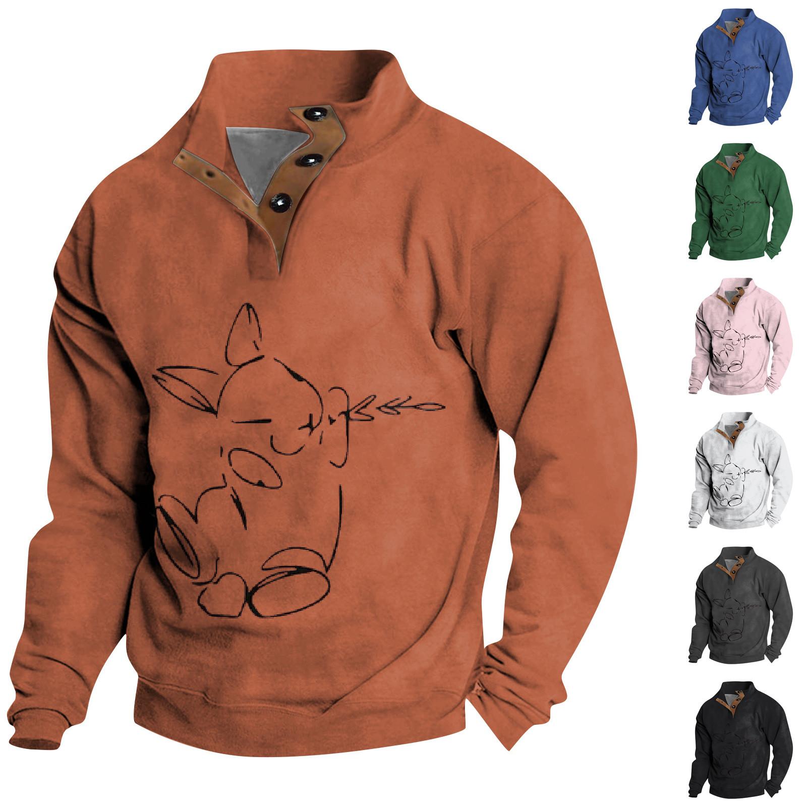 Zhiweihua Lente en herfst herensweatshirt met staande kraag is outdoor casual truien tops L