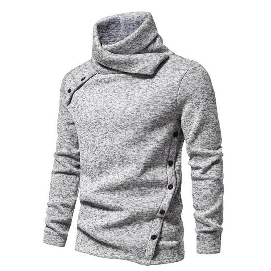 DILLER Herfst Winter Heren Sweatshirt Gebreide Hooggestapelde Kraag Nekbescherming Effen Kleur Dikke Lange Mouw Trui Elastische Warme Halflange Trui XL zwart