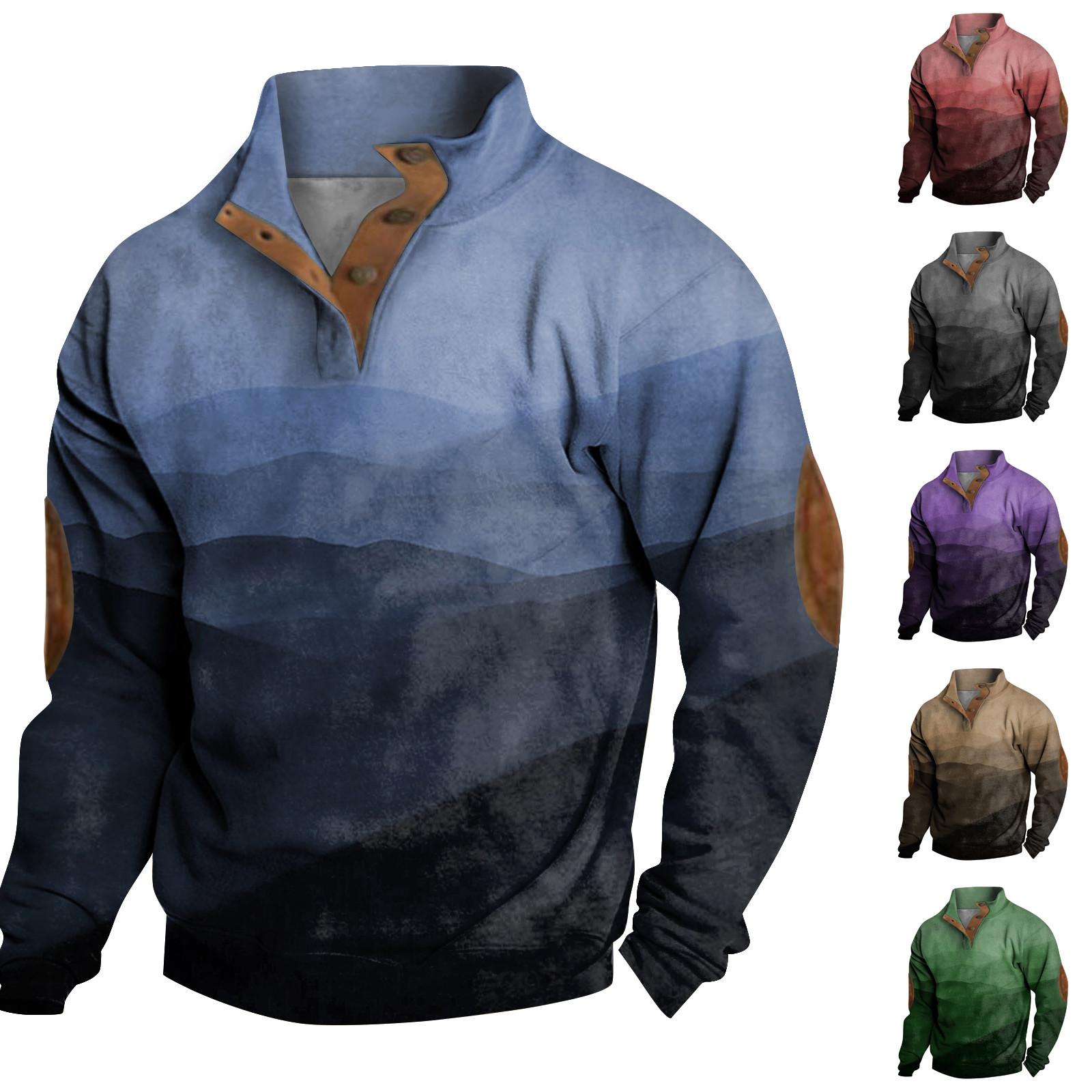 Linglong Lente en herfst herensweatshirt met staande kraag is outdoor casual truien tops XL paars