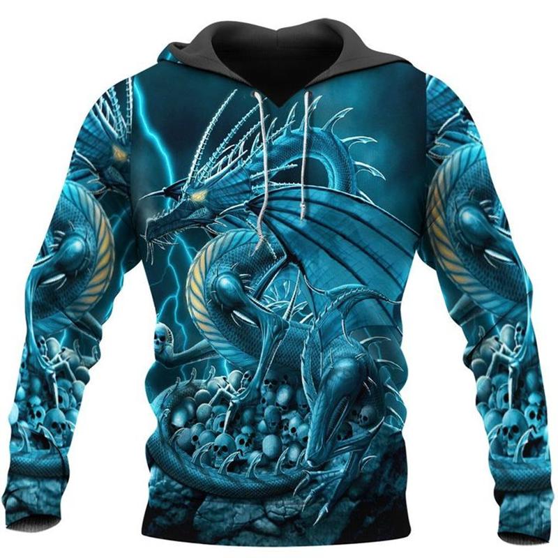 ETST 011 Lente 3D Draak Patroon Mannen Truien Mode Animal Print Sweatshirts Leisure O-hals Trui Jas Hip Hop Stijl Jassen S