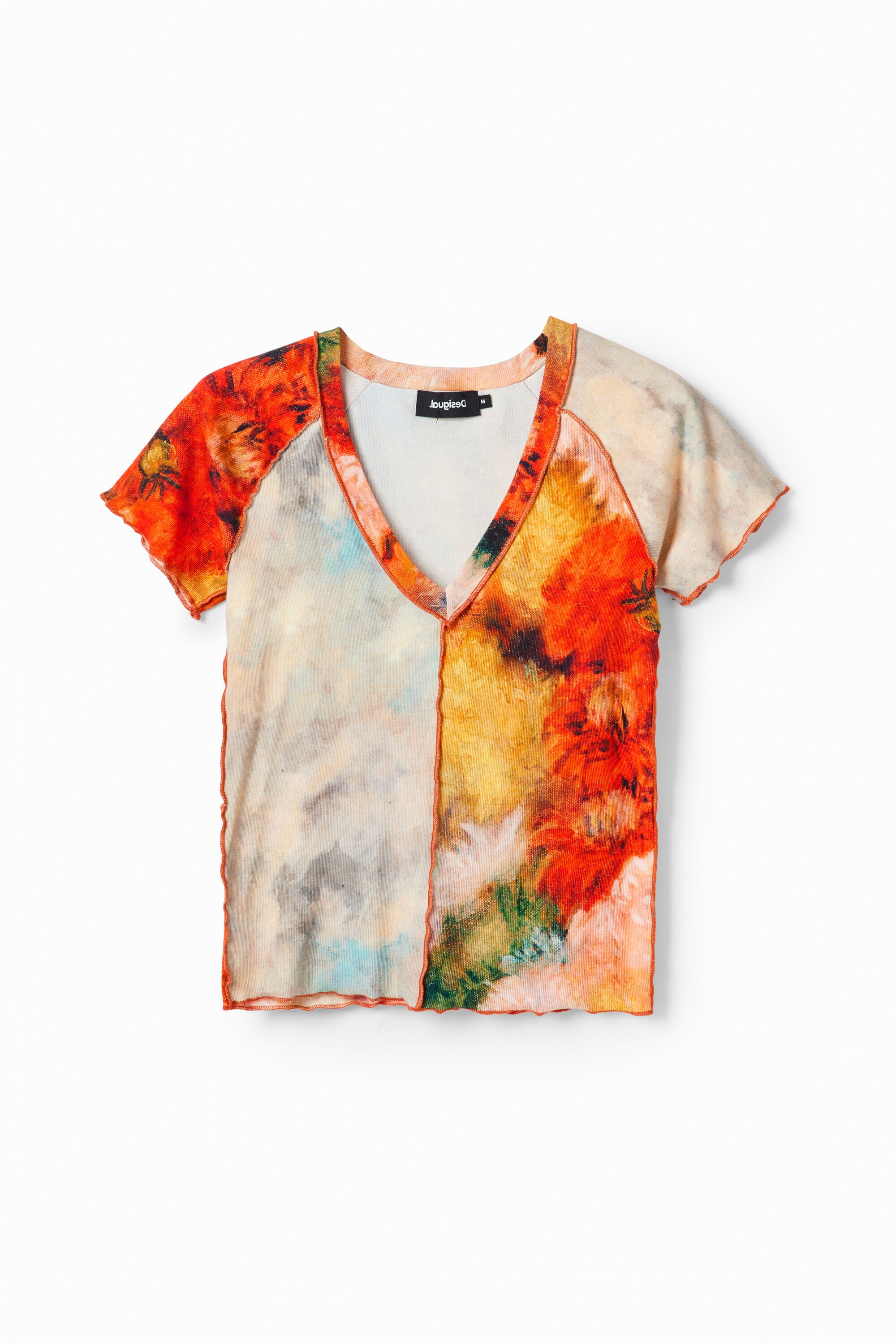 Desigual Slim fit T-shirt korte mouwen bloemenpatch - MATERIAL FINISHES